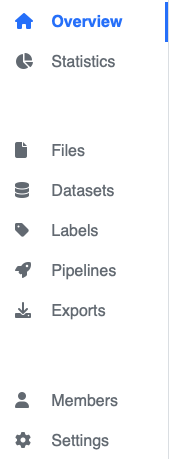 Sidebar for a DataTorch project.